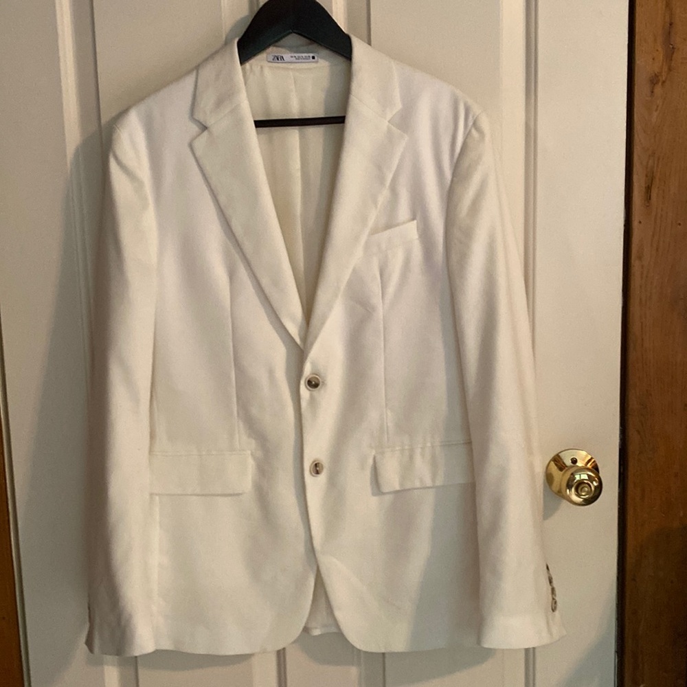 ZARA NWT MENS WHITE LINEN BLAZER SIZE 40